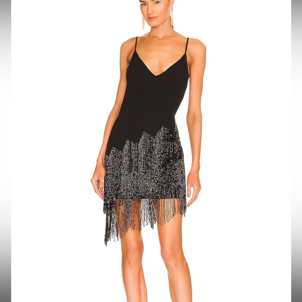 NBD Black and Silver Fringe Dress